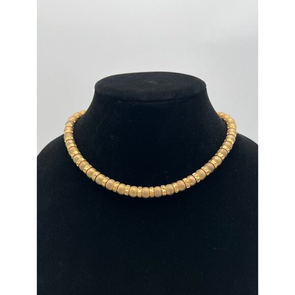 Gold Matte Beaded Necklace By Anne Klein Elegant Designer Accessory - Picture 1 of 6